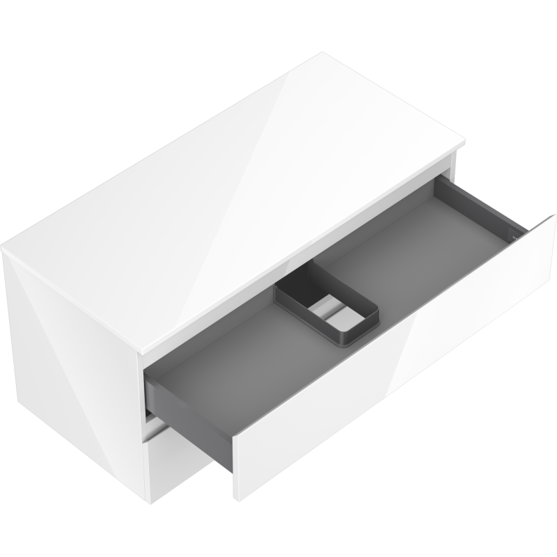 Mexen Orio koupelnová skříňka pod umyvadlo 100 cm s deskou, 2 zásuvky, bílý lesk - 91A10-10047-2-BFFC00