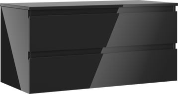 Mexen Orio koupelnová skříňka pod umyvadlo 100 cm s deskou, 2 zásuvky, černý lesk - 91A10-10047-2-BFFC70