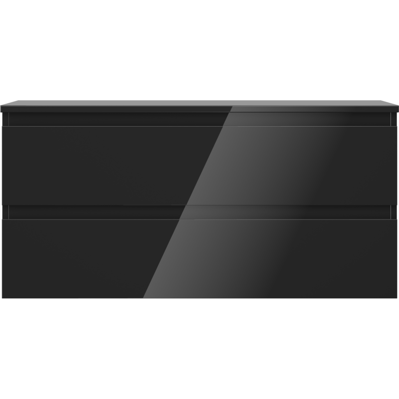 Mexen Orio koupelnová skříňka pod umyvadlo 100 cm s deskou, 2 zásuvky, černý lesk - 91A10-10047-2-BFFC70
