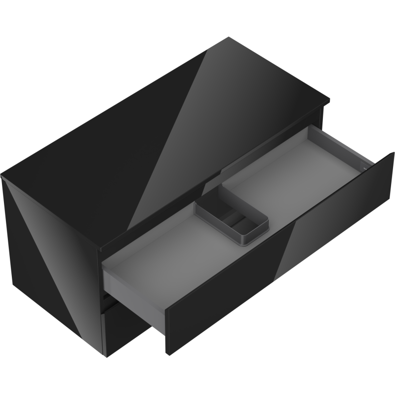 Mexen Orio koupelnová skříňka pod umyvadlo 100 cm s deskou, 2 zásuvky, černý lesk - 91A10-10047-2-BFFC70