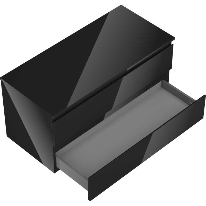 Mexen Orio koupelnová skříňka pod umyvadlo 100 cm s deskou, 2 zásuvky, černý lesk - 91A10-10047-2-BFFC70