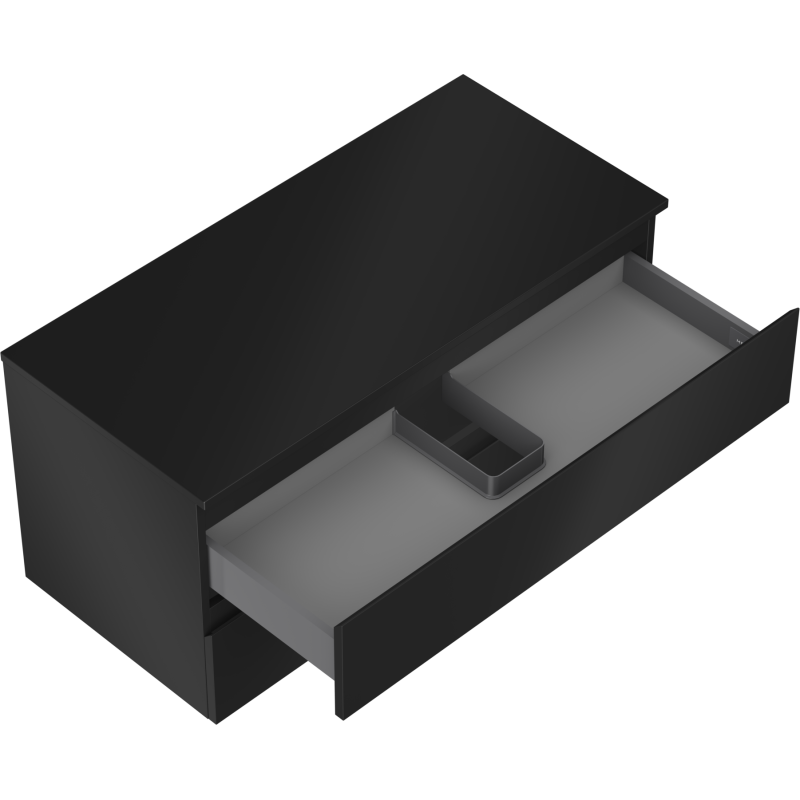 Mexen Orio koupelnová skříňka pod umyvadlo 100 cm s deskou, 2 zásuvky, černá mat - 91A10-10047-2-BFFC71