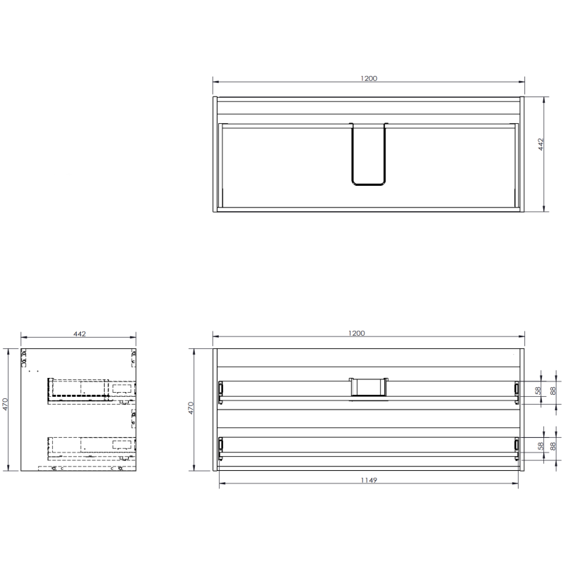 Mexen Orio koupelnová skříňka pod umyvadlo 120 cm s deskou, 2 zásuvky, bílá matná - 91A10-12047-2-BFFC01