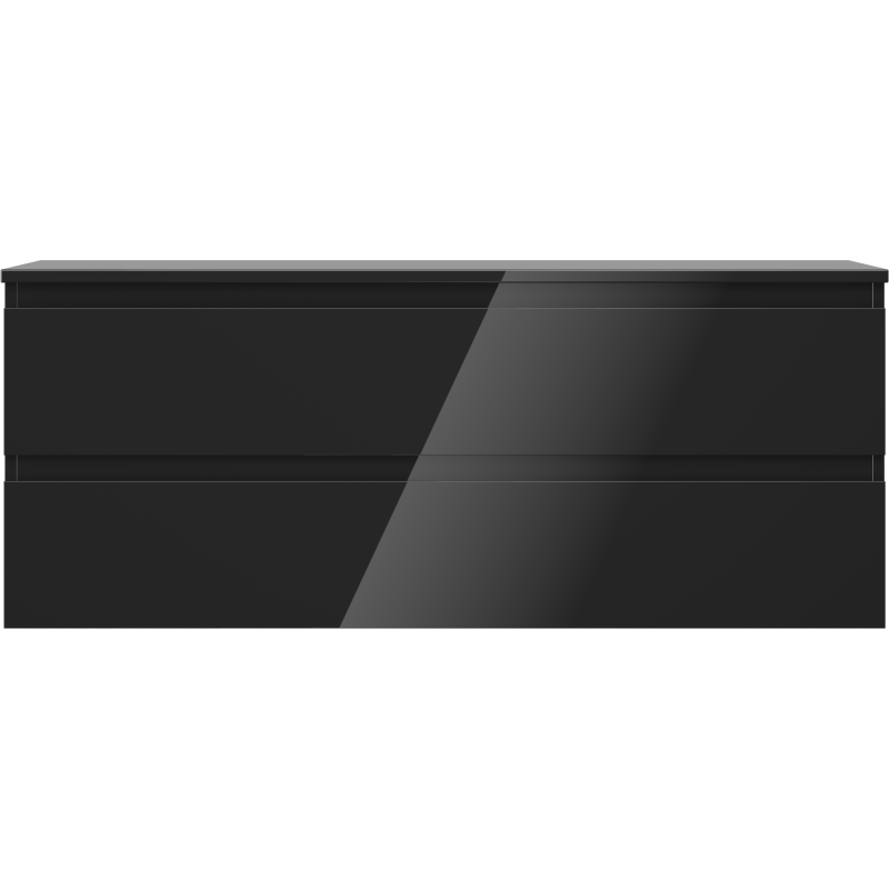 Mexen Orio koupelnová skříňka pod umyvadlo 120 cm s deskou, 2 zásuvky, černý lesk - 91A10-12047-2-BFFC70