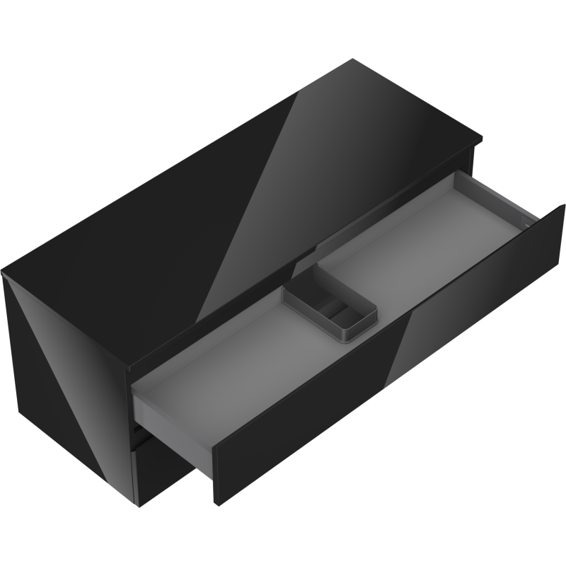 Mexen Orio koupelnová skříňka pod umyvadlo 120 cm s deskou, 2 zásuvky, černý lesk - 91A10-12047-2-BFFC70