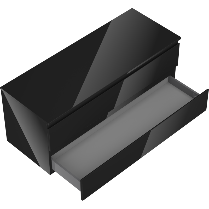 Mexen Orio koupelnová skříňka pod umyvadlo 120 cm s deskou, 2 zásuvky, černý lesk - 91A10-12047-2-BFFC70