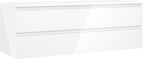 Mexen Orio koupelnová skříňka pod umyvadlo 140 cm s deskou, 2 zásuvky, bílý lesk - 91A10-14047-2-BFFC00