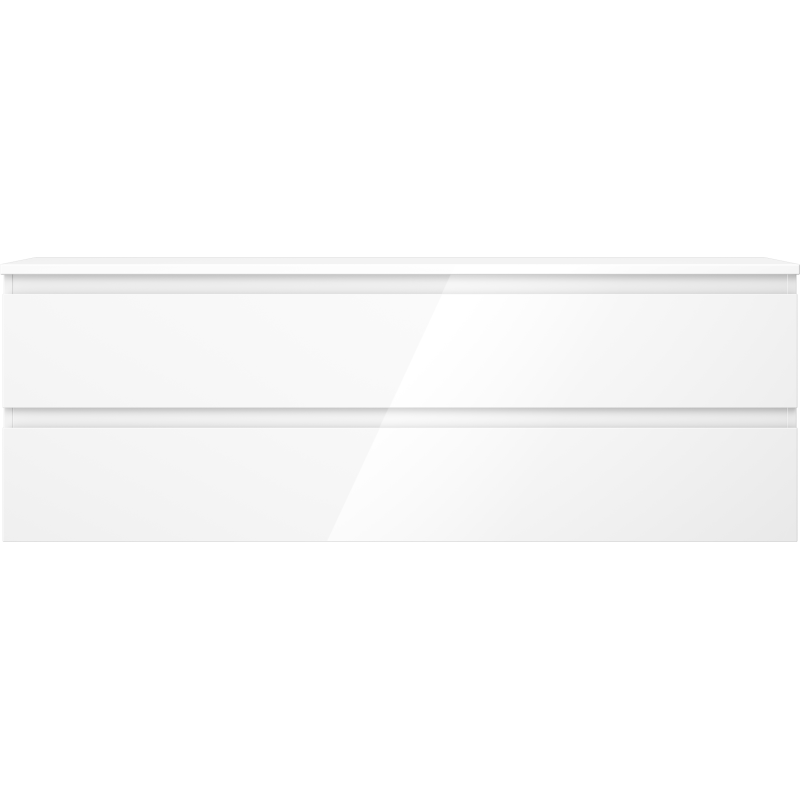 Mexen Orio koupelnová skříňka pod umyvadlo 140 cm s deskou, 2 zásuvky, bílý lesk - 91A10-14047-2-BFFC00