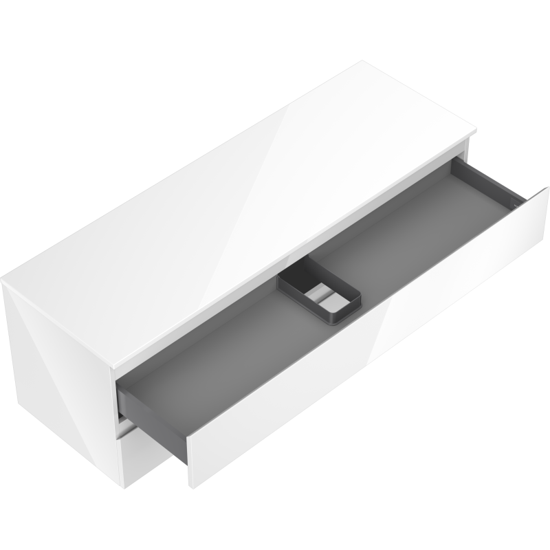Mexen Orio koupelnová skříňka pod umyvadlo 140 cm s deskou, 2 zásuvky, bílý lesk - 91A10-14047-2-BFFC00