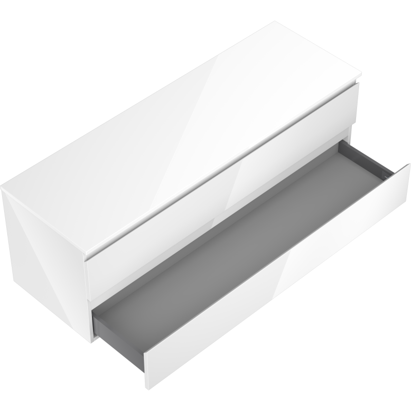Mexen Orio koupelnová skříňka pod umyvadlo 140 cm s deskou, 2 zásuvky, bílý lesk - 91A10-14047-2-BFFC00