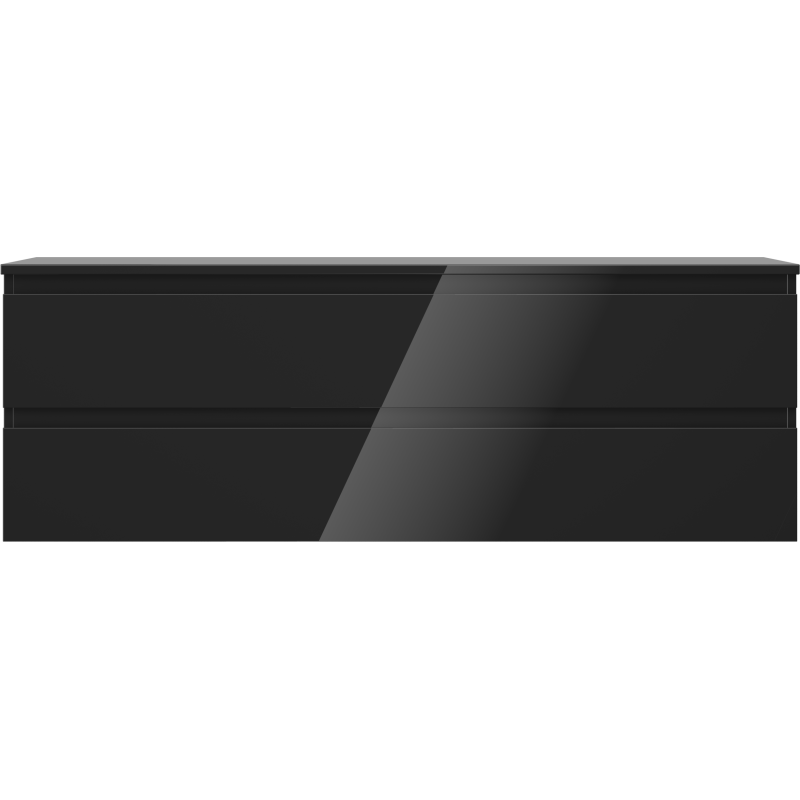Mexen Orio koupelnová skříňka pod umyvadlo 140 cm s deskou, 2 zásuvky, černý lesk - 91A10-14047-2-BFFC70