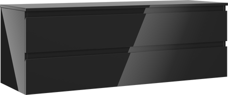 Mexen Orio koupelnová skříňka pod umyvadlo 140 cm s deskou, 2 zásuvky, černý lesk - 91A10-14047-2-BFFC70