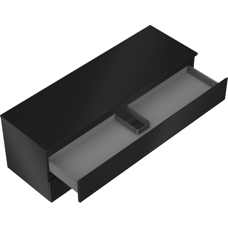 Mexen Orio koupelnová skříňka pod umyvadlo 140 cm s deskou, 2 zásuvky, černá mat - 91A10-14047-2-BFFC71