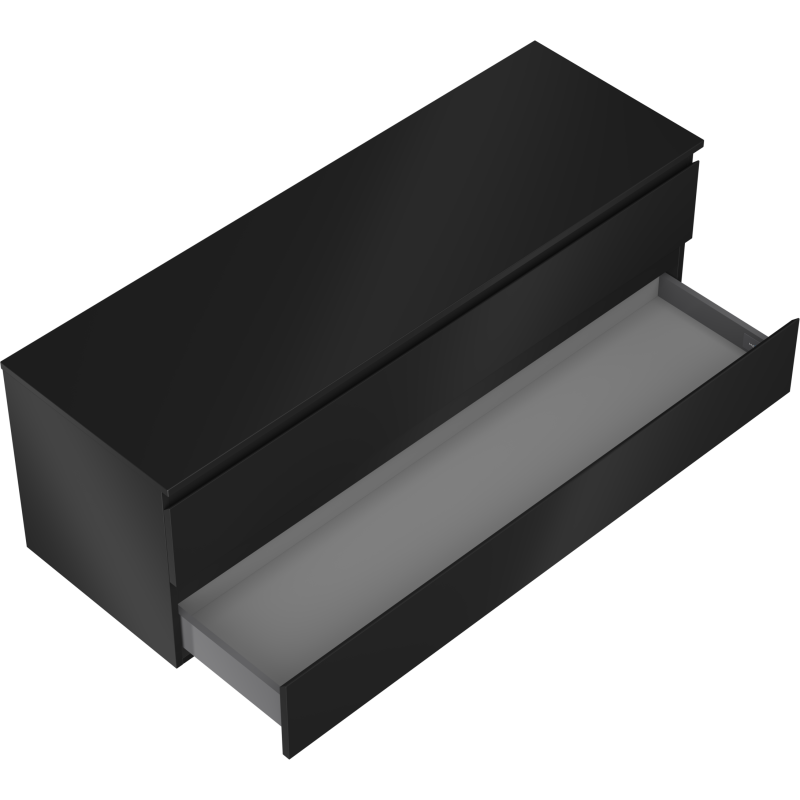 Mexen Orio koupelnová skříňka pod umyvadlo 140 cm s deskou, 2 zásuvky, černá mat - 91A10-14047-2-BFFC71