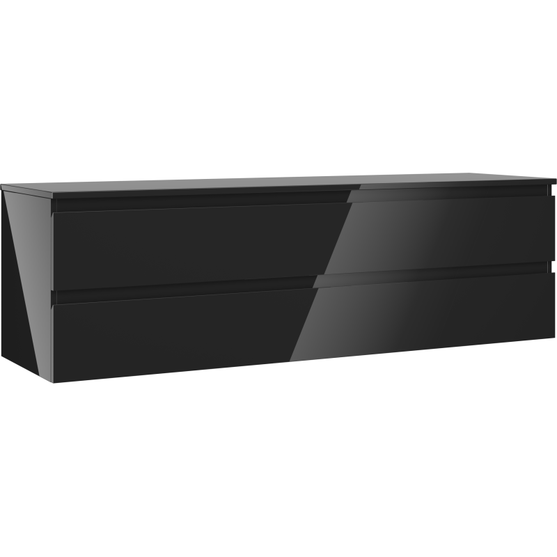 Mexen Orio koupelnová skříňka pod umyvadlo 160 cm s deskou, 2 zásuvky, černý lesk - 91A10-16047-2-BFFC70