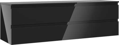 Mexen Orio koupelnová skříňka pod umyvadlo 160 cm s deskou, 2 zásuvky, černý lesk - 91A10-16047-2-BFFC70