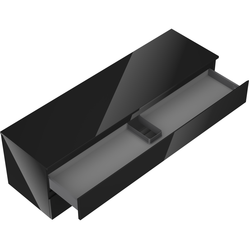 Mexen Orio koupelnová skříňka pod umyvadlo 160 cm s deskou, 2 zásuvky, černý lesk - 91A10-16047-2-BFFC70