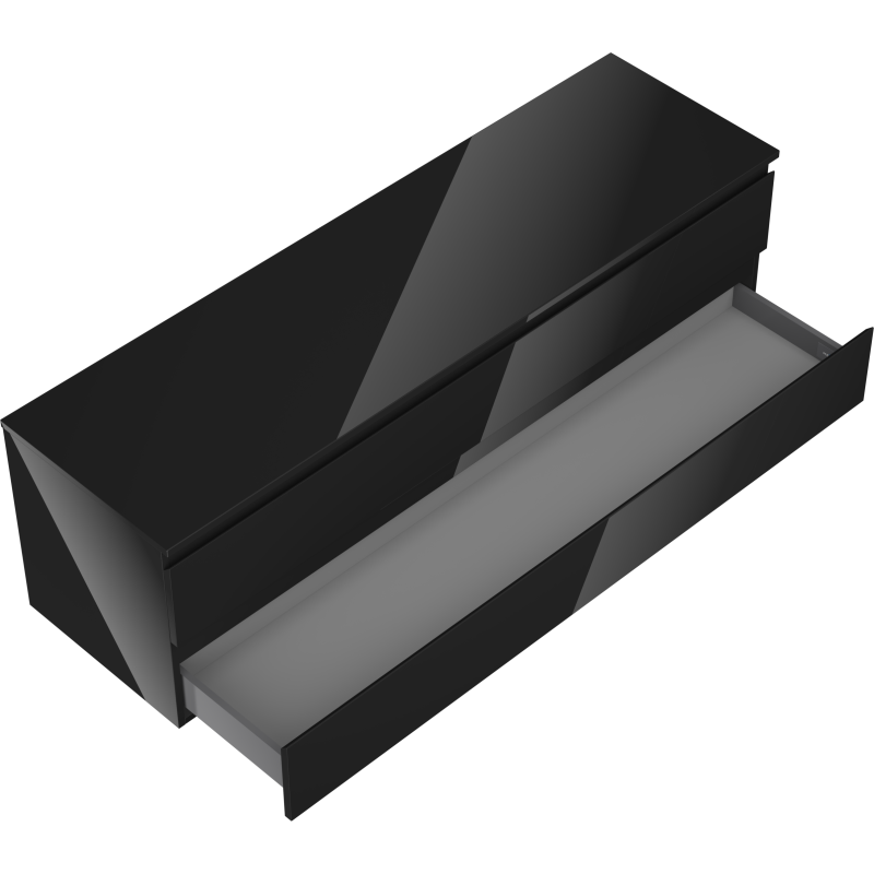 Mexen Orio koupelnová skříňka pod umyvadlo 160 cm s deskou, 2 zásuvky, černý lesk - 91A10-16047-2-BFFC70