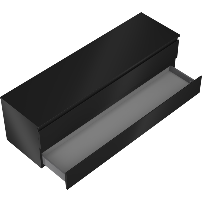 Mexen Orio koupelnová skříňka pod umyvadlo 160 cm s deskou, 2 zásuvky, černá mat - 91A10-16047-2-BFFC71