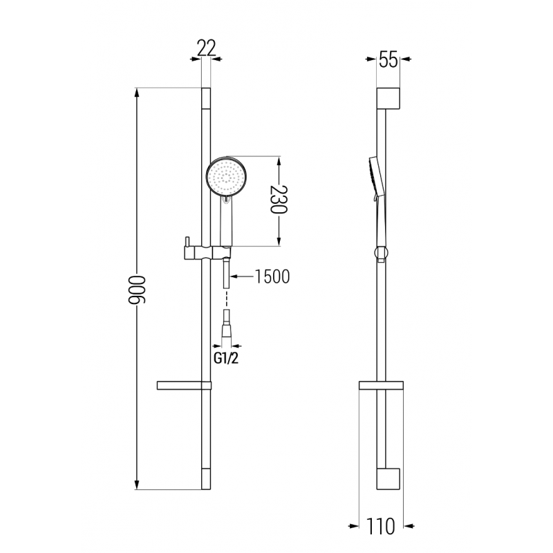 Mexen DS75 sada sprchových hlavic, chrom - 785754583-00
