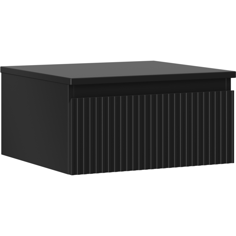 Mexen Rivel koupelnová skříňka pod umyvadlo 50 cm s deskou, 1 zásuvka, drážkovaná, černý mat - 91A20-05023-1-BFC71