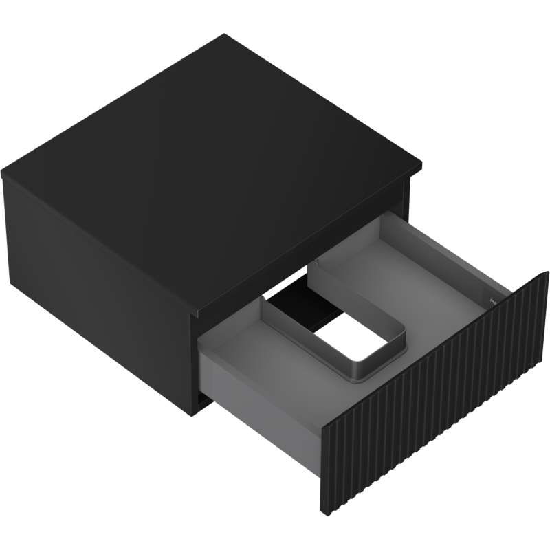 Mexen Rivel koupelnová skříňka pod umyvadlo 50 cm s deskou, 1 zásuvka, drážkovaná, černý mat - 91A20-05023-1-BFC71