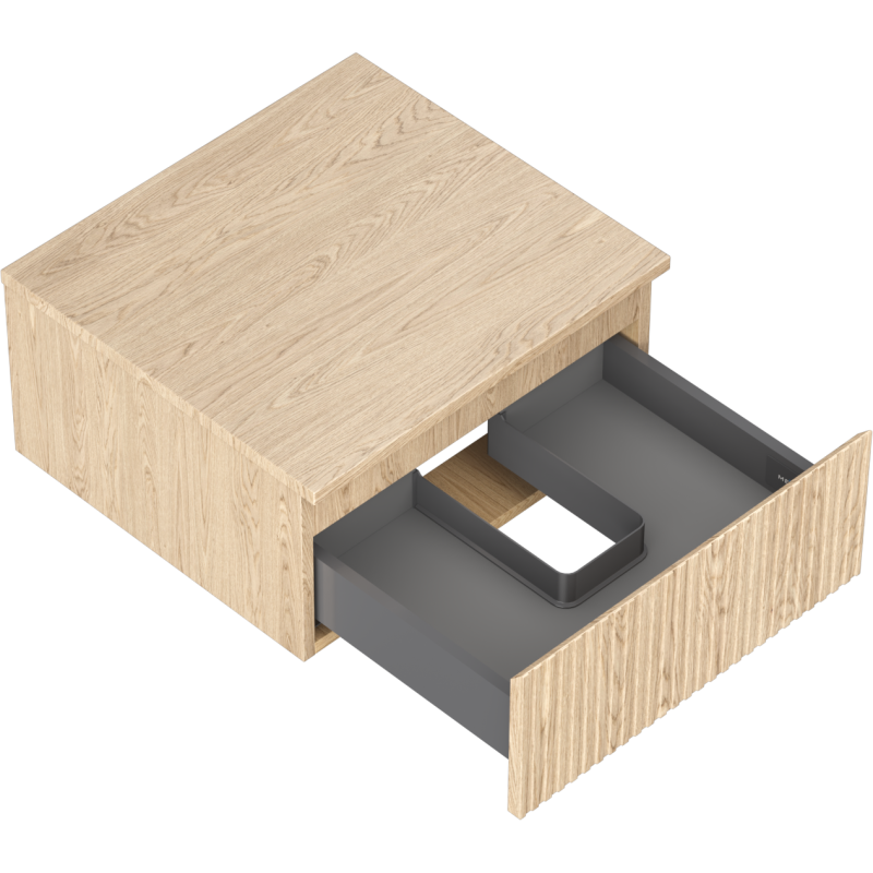 Mexen Rivel koupelnová skříňka pro umyvadlo 50 cm s deskou, 1 zásuvka, drážkovaná, dub - 91A20-05023-1-BFC81