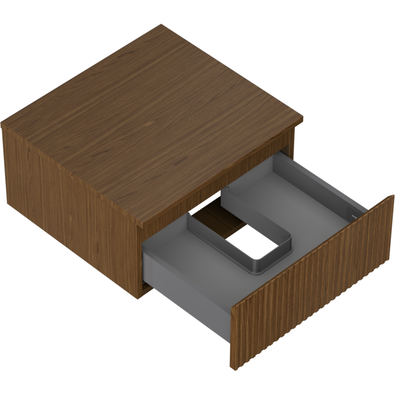 Mexen Rivel koupelnová skříňka pod umyvadlo 50 cm s deskou, 1 zásuvka, drážkovaná, ořech - 91A20-05023-1-BFC86