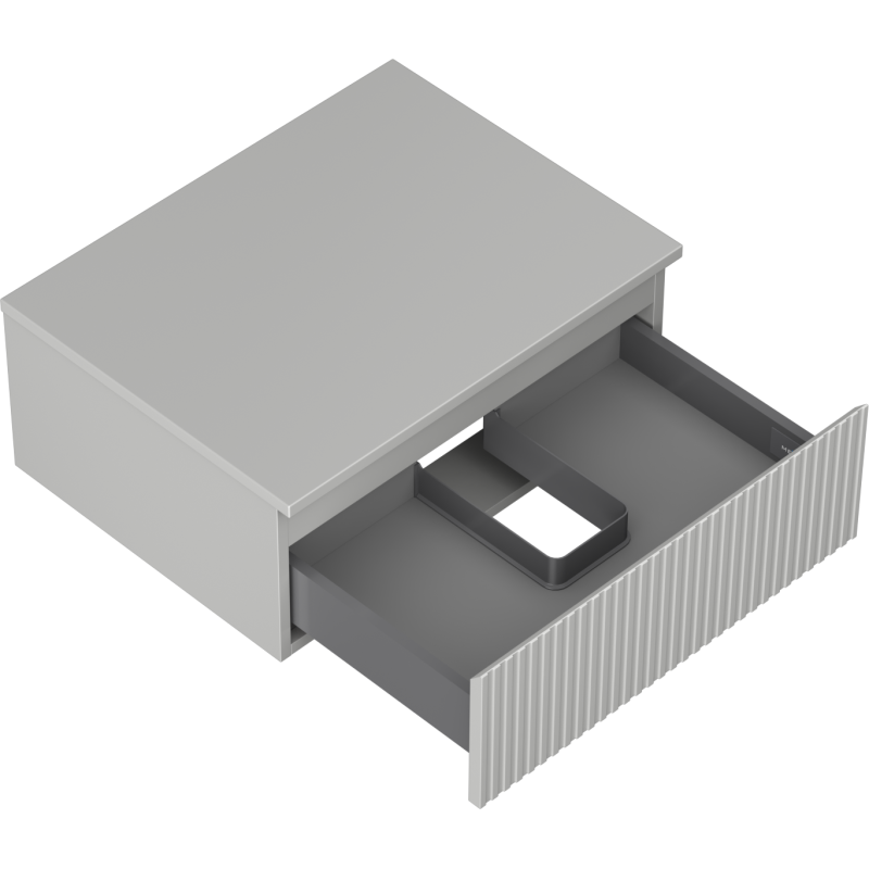 Mexen Rivel koupelnová skříňka pod umyvadlo 60 cm s deskou, 1 zásuvka, drážkovaná, šedá mat - 91A20-06023-1-BFC62