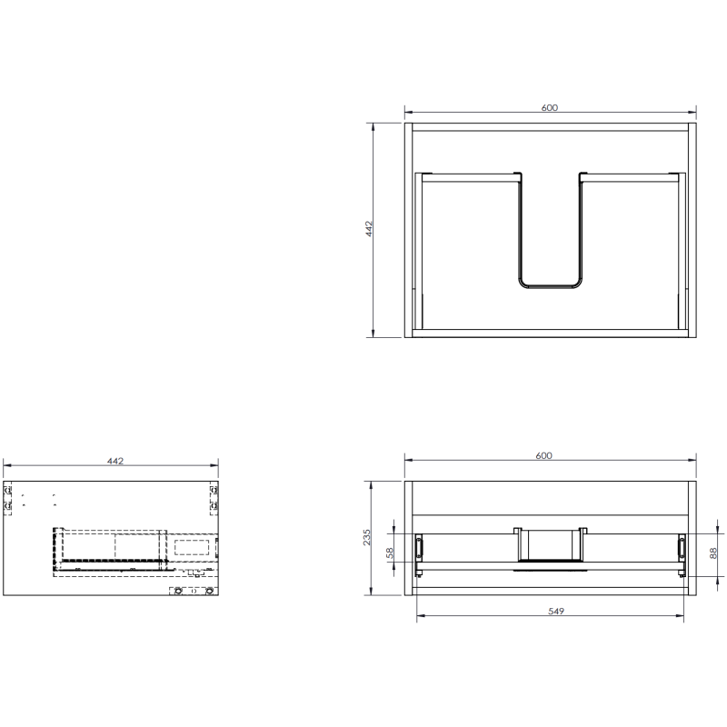 Mexen Rivel koupelnová skříňka pod umyvadlo 60 cm s deskou, 1 zásuvka, drážkovaná, grafit mat - 91A20-06023-1-BFC66