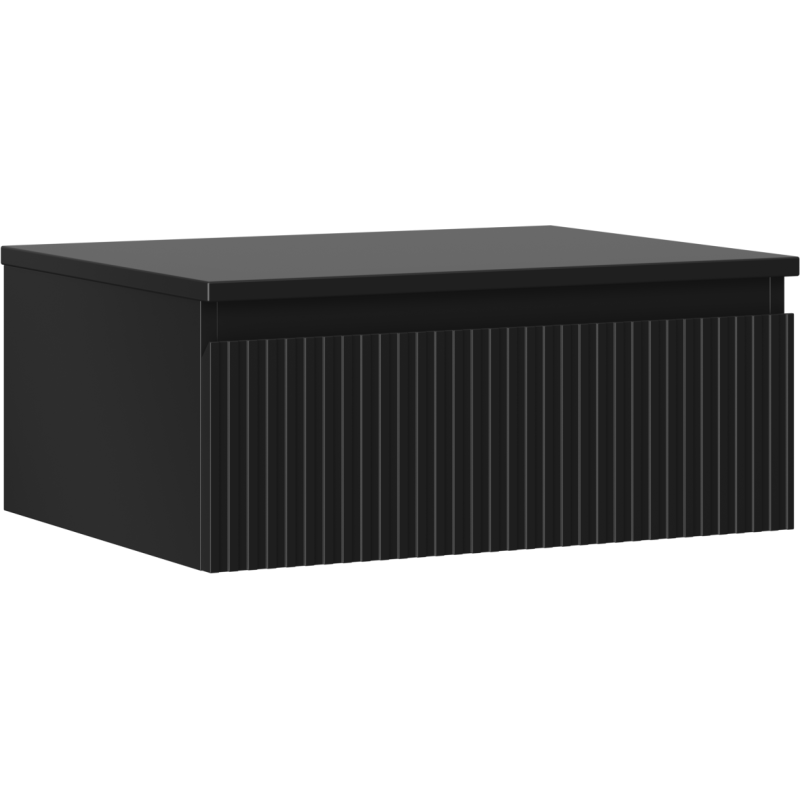 Mexen Rivel koupelnová skříňka pod umyvadlo 60 cm s deskou, 1 zásuvka, drážkovaná, černý mat - 91A20-06023-1-BFC71