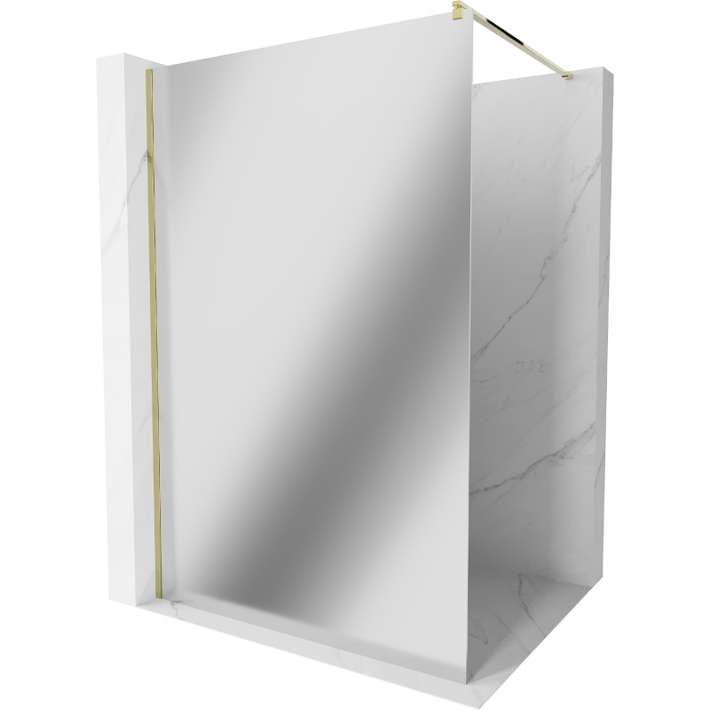 Mexen Kioto sprchová stěna Walk-in 100 x 200 cm, zrcadlová 8 mm, zlatá - 800-100-101-50-50