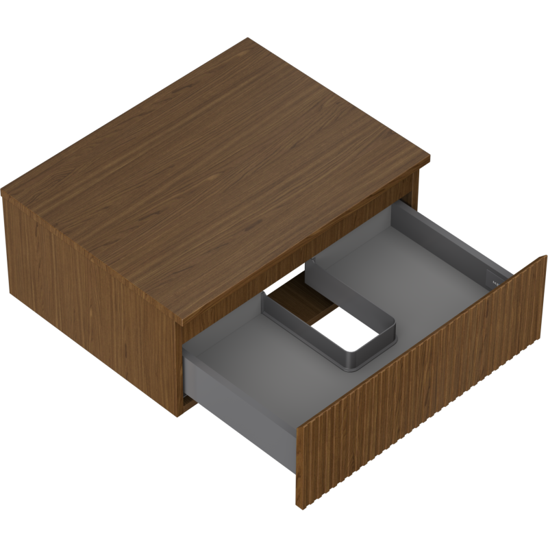 Mexen Rivel koupelnová skříňka pod umyvadlo 60 cm s deskou, 1 zásuvka, rýhovaná, ořech - 91A20-06023-1-BFC86