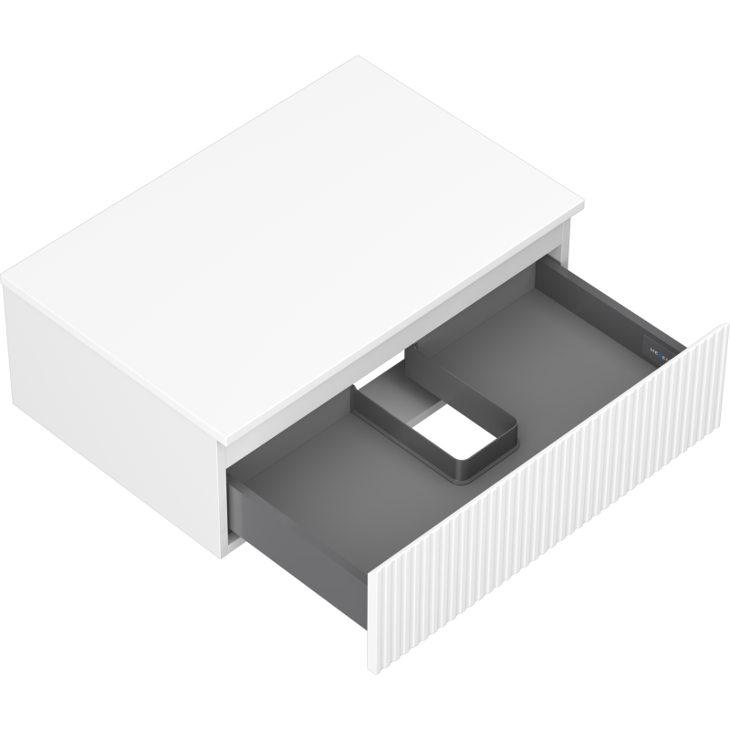 Mexen Rivel koupelnová skříňka pod umyvadlo 70 cm s deskou, 1 zásuvka, frézovaná, bílá matná - 91A20-07023-1-BFC01