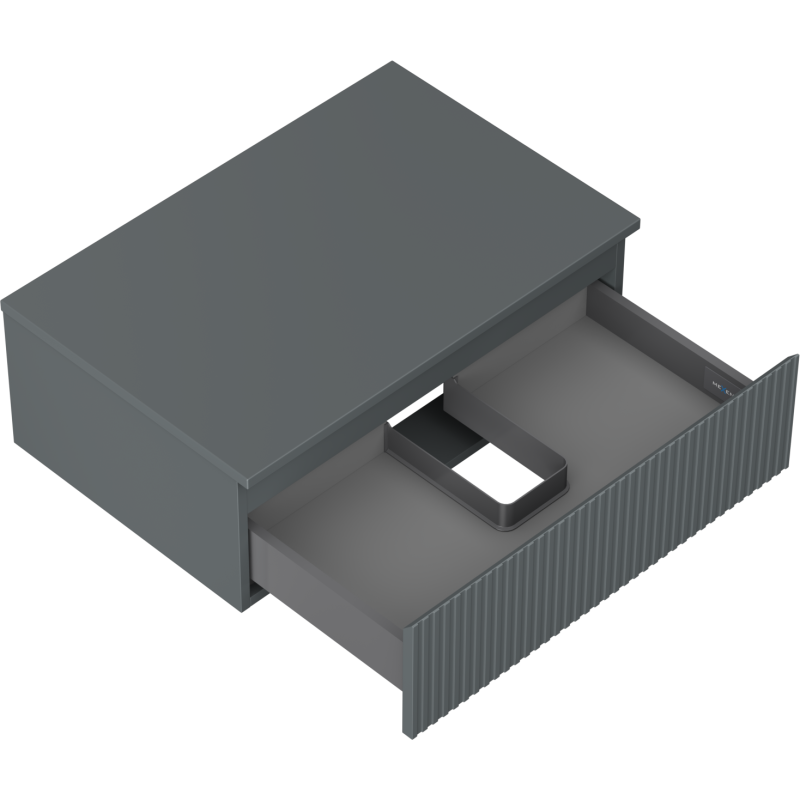 Mexen Rivel koupelnová skříňka pod umyvadlo 70 cm s deskou, 1 zásuvka, drážkovaná, grafit mat - 91A20-07023-1-BFC66