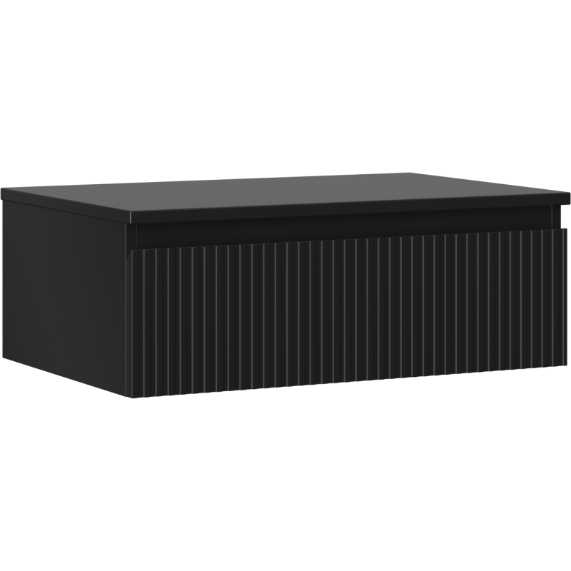 Mexen Rivel koupelnová skříňka pod umyvadlo 70 cm s deskou, 1 zásuvka, drážkovaná, černý mat - 91A20-07023-1-BFC71