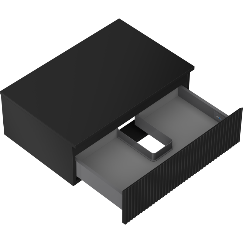 Mexen Rivel koupelnová skříňka pod umyvadlo 70 cm s deskou, 1 zásuvka, drážkovaná, černý mat - 91A20-07023-1-BFC71