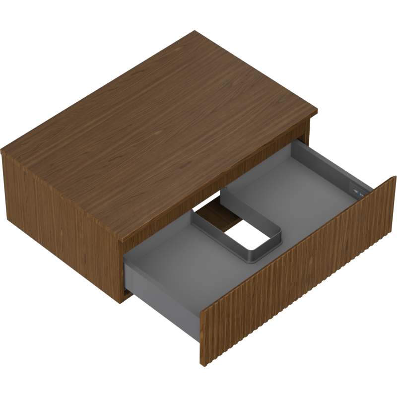 Mexen Rivel koupelnová skříňka pod umyvadlo 70 cm s deskou, 1 zásuvka, drážkovaná, ořech - 91A20-07023-1-BFC86