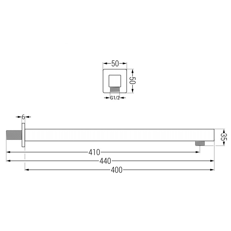 Mexen Cube nástěnné sprchové rameno 40 cm chrom - 79111-00