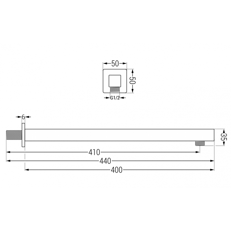 Mexen nástěnné sprchové rameno 40 cm chrom - 79111-00