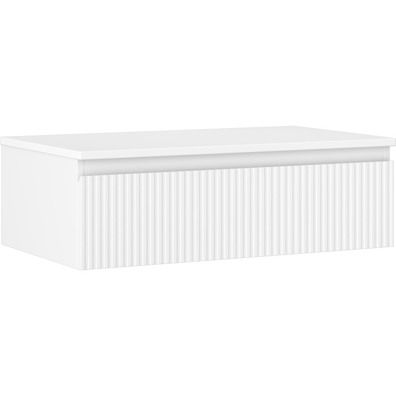 Mexen Rivel koupelnová skříňka pod umyvadlo 80 cm s deskou, 1 zásuvka, drážkovaná, bílá matná - 91A20-08023-1-BFC01