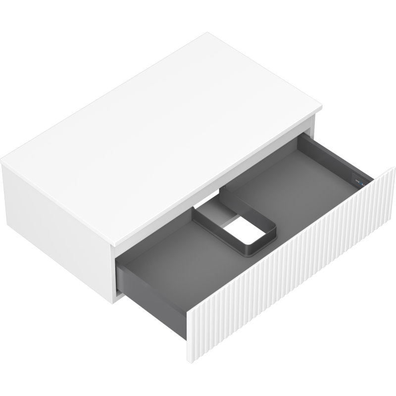 Mexen Rivel koupelnová skříňka pod umyvadlo 80 cm s deskou, 1 zásuvka, rýhovaná, bílá matná - 91A20-08023-1-BFC01