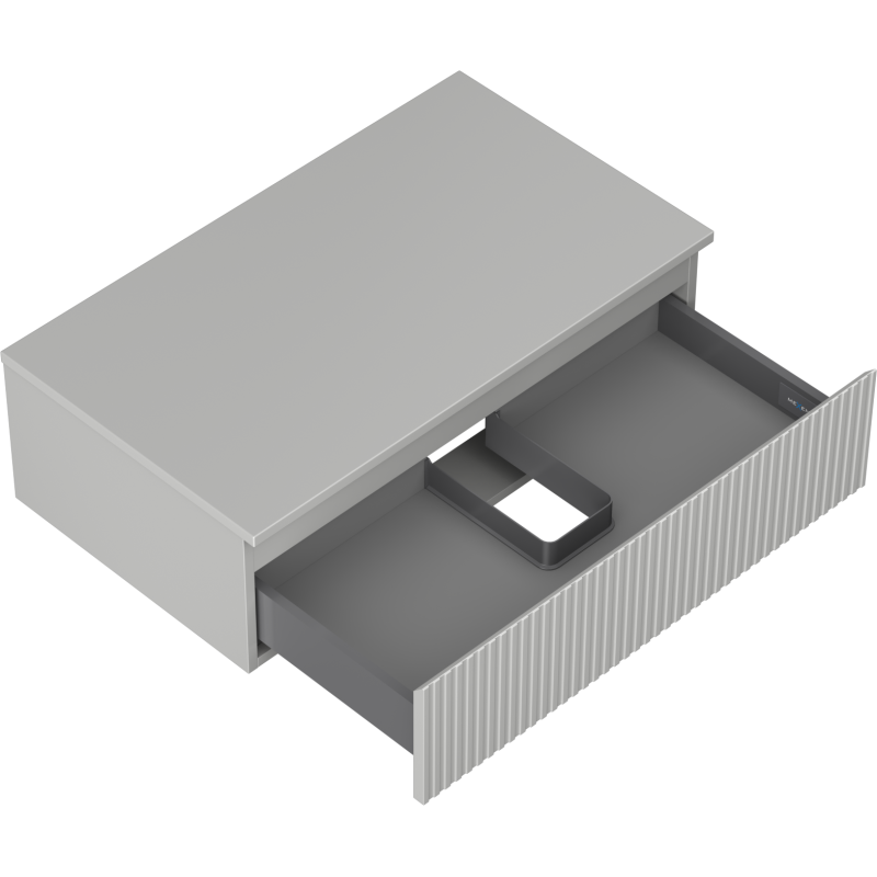 Mexen Rivel koupelnová skříňka pod umyvadlo 80 cm s deskou, 1 zásuvka, drážkovaná, šedý mat - 91A20-08023-1-BFC62