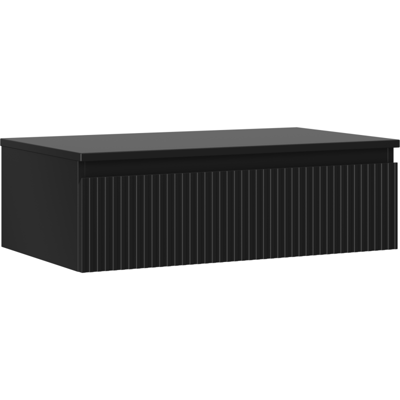 Mexen Rivel koupelnová skříňka pod umyvadlo 80 cm s deskou, 1 zásuvka, drážkovaná, černá mat - 91A20-08023-1-BFC71