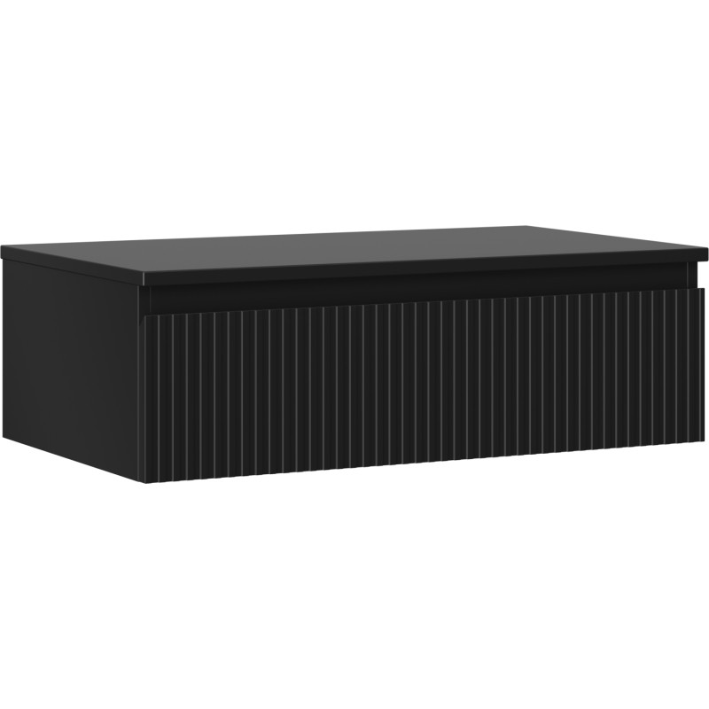 Mexen Rivel koupelnová skříňka pod umyvadlo 80 cm s deskou, 1 zásuvka, rýhovaná, černý mat - 91A20-08023-1-BFC71