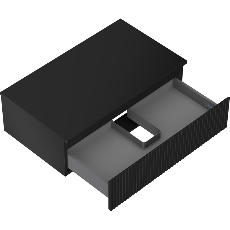 Mexen Rivel koupelnová skříňka pod umyvadlo 80 cm s deskou, 1 zásuvka, drážkovaná, černá mat - 91A20-08023-1-BFC71