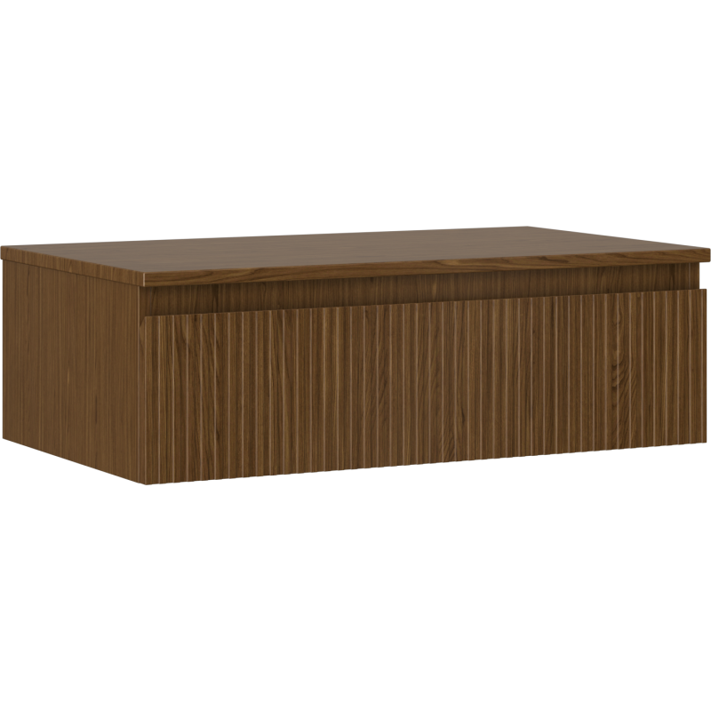 Mexen Rivel koupelnová skříňka pod umyvadlo 80 cm s deskou, 1 zásuvka, drážkovaná, ořech - 91A20-08023-1-BFC86