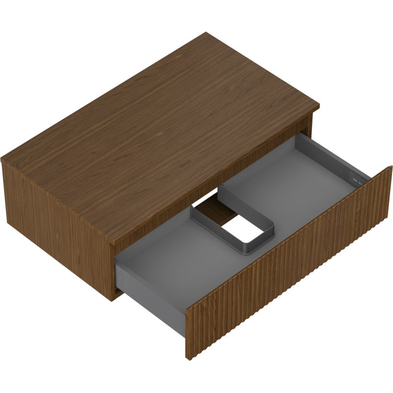 Mexen Rivel koupelnová skříňka pod umyvadlo 80 cm s deskou, 1 zásuvka, drážkovaná, ořech - 91A20-08023-1-BFC86