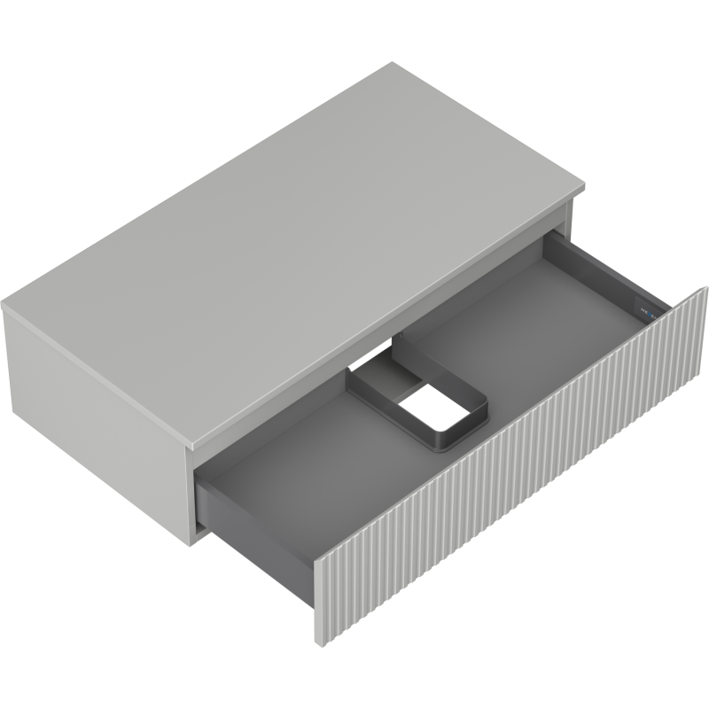 Mexen Rivel koupelnová skříňka pod umyvadlo 90 cm s deskou, 1 zásuvka, drážkovaná, šedá mat - 91A20-09023-1-BFC62