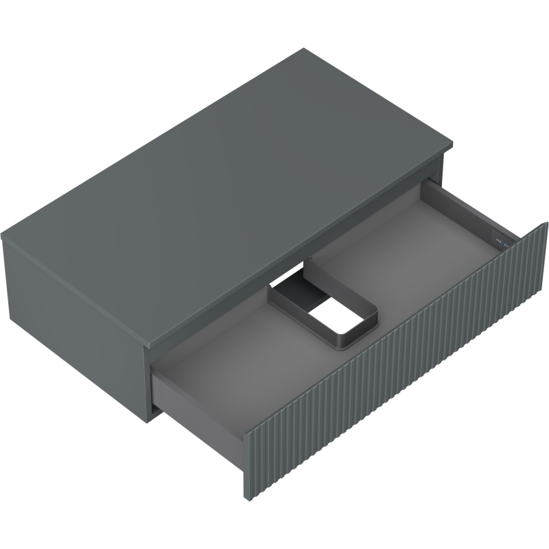 Mexen Rivel koupelnová skříňka pod umyvadlo 90 cm s deskou, 1 zásuvka, rýhovaná, grafit mat - 91A20-09023-1-BFC66